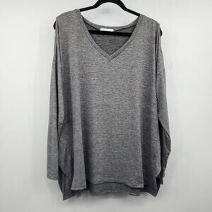 Gilli Lucy Cold Shoulder Long Sleeve V Neck Top Tunic Gray 1X